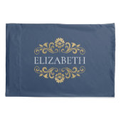 Elegant Monogram Navy Blue Gold Pillow Hoesje Kussensloop (Achterkant)