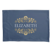Elegant Monogram Navy Blue Gold Pillow Hoesje Kussensloop (Voorkant)