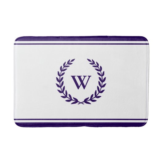 Elegant Monogram Navy Blue op White Bath Mat (Voorkant)