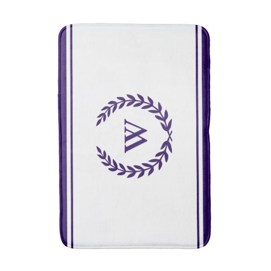 Elegant Monogram Navy Blue op White Bath Mat (Voorkant Verticaal)