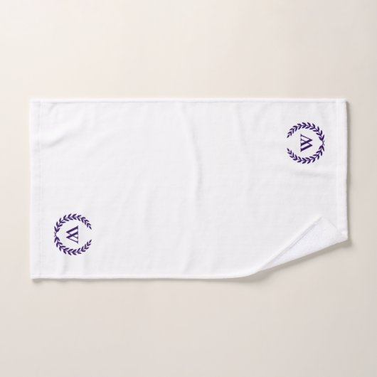 Elegant Monogram Navy Blue op White Towel Set Bad Handdoek (Handdoek)