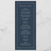 Elegant Monogram Navy Blue Trouwfeest Programmakaart (Achterkant)
