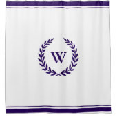 Elegant Monogram Navy Blue White Shower Curtain Douchegordijn (Voorkant)