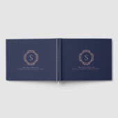 Elegant Monogram Navy Blush Bruiloft Modern Gastenboek (Volledig)