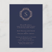 Elegant Monogram Navy Wedding Invitation Briefkaart (Voorkant)