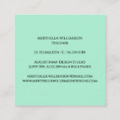 Elegant MONOGRAM Neo Mint Black Vierkante Visitekaartje (Achterkant)