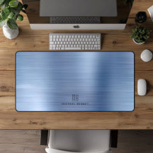 Elegant Monogram Nep Blau Geborsteld Metaal