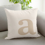 Elegant Monogram Neutraal Beige Letter Initiaal Kussen<br><div class="desc">Elegant modern monogram letter initiaal. Personaliseer voor douane monogrammed giften en meer.</div>