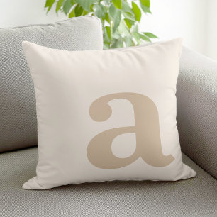 Elegant Monogram Neutraal Beige Letter Initiaal Kussen