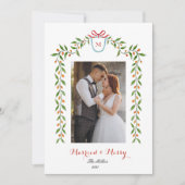 Elegant monogram Newly wed Holiday Aankondiging (Voorkant)