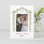 Elegant monogram Newly wed Holiday Aankondiging (Staand voorkant)