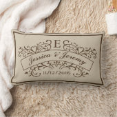 Elegant Monogram Newly Weds Lumbar Pillow Kussen (Deken)