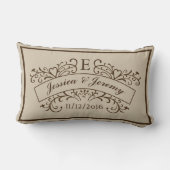 Elegant Monogram Newly Weds Lumbar Pillow Kussen (Achterkant)