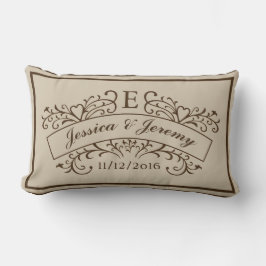 Elegant Monogram Newly Weds Lumbar Pillow Kussen