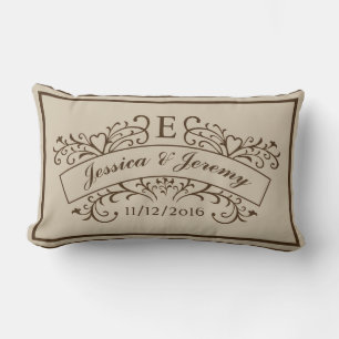 Elegant Monogram Newly Weds Lumbar Pillow Kussen