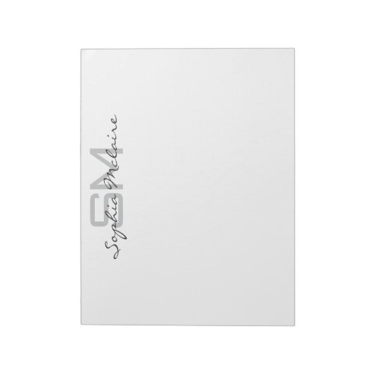 Elegant Monogram Notepad with Personalized Script Notitieblok (Linkerzijde)