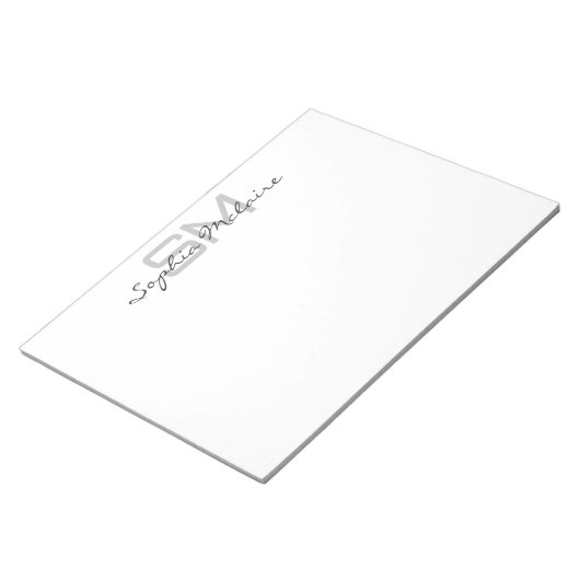 Elegant Monogram Notepad with Personalized Script Notitieblok (Schuin)
