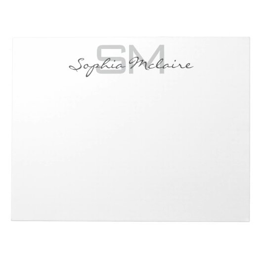 Elegant Monogram Notepad with Personalized Script Notitieblok (Voorkant)