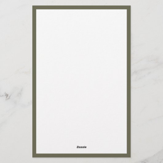 Elegant Monogram Olive Green Border Briefpapier (Achterkant)