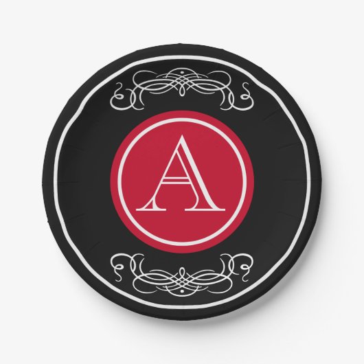 Elegant monogram ontwerp papieren bordje (Voorkant)