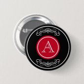Elegant monogram ontwerp ronde button 5,7 cm (Voorkant /achterkant)