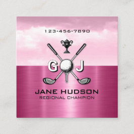 Elegant monogram ontwerp voor vrouwelijke golfer vierkante visitekaartje