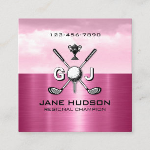 Elegant monogram ontwerp voor vrouwelijke golfer vierkante visitekaartje