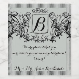 Elegant  Monogram Ontwerp Wijn Etiket
