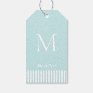 Elegant monogram op aqua cadeaulabel