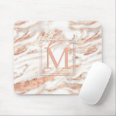 Elegant Monogram op Chic Copper Roos Goud Marmer Muismat (Met muis)