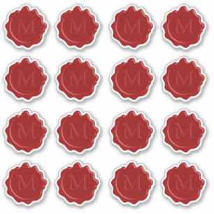 Elegant Monogram op Classic Red Wax Seal Sheet van Sticker