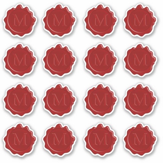 Elegant Monogram op Classic Red Wax Seal Sheet van Sticker (Voorkant)