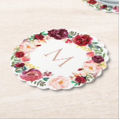 elegant monogram op de florale mond kartonnen onderzetters (Gekanteld)