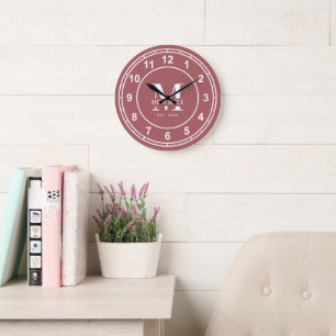 Elegant Monogram Op Maat Gemaakte Familie Naam Mon Grote Klok