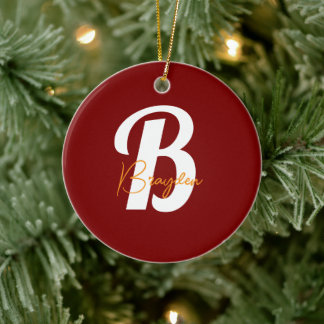 Elegant Monogram op maat Keramisch Ornament