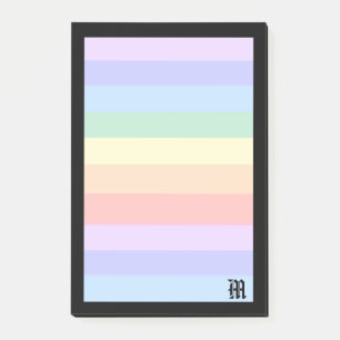 Elegant monogram op pastel regenboog & zwarte lijs post-it® notes