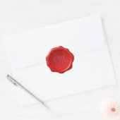 Elegant Monogram op Red Wax Seal Afbeelding Sticke Ronde Sticker (Envelop)