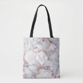 Elegant monogram op roos goud en grijs marmer tote bag (Voorkant)