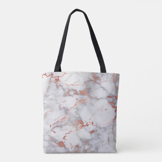 Elegant monogram op roos goud en grijs marmer tote bag (Achterkant)
