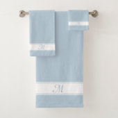 Elegant monogram op wit en wonderbaarlijk blauw bad handdoek (Insitu)