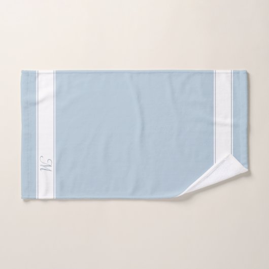 Elegant monogram op wit en wonderbaarlijk blauw bad handdoek (Handdoek)