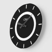 Elegant Monogram op Zwart en Wit Grote Klok (Hoek)