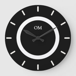 Elegant monogram op zwart en wit grote klok