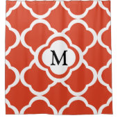 Elegant Monogram Oranje Vierbladig Patroon Douchegordijn (Voorkant)