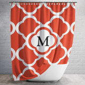 Elegant Monogram Oranje Vierbladig Patroon Douchegordijn