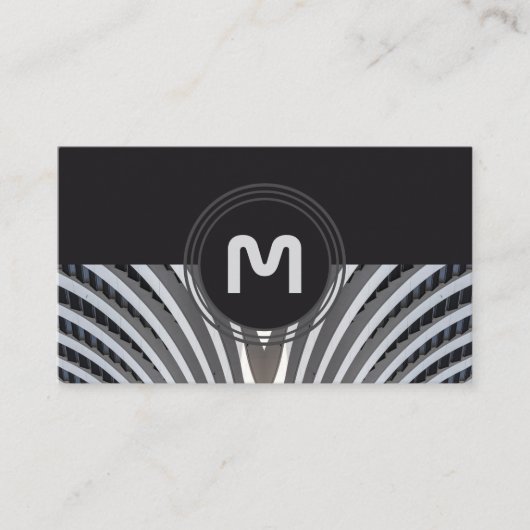 Elegant monogram organische architectuurgolven visitekaartje (Voorkant)