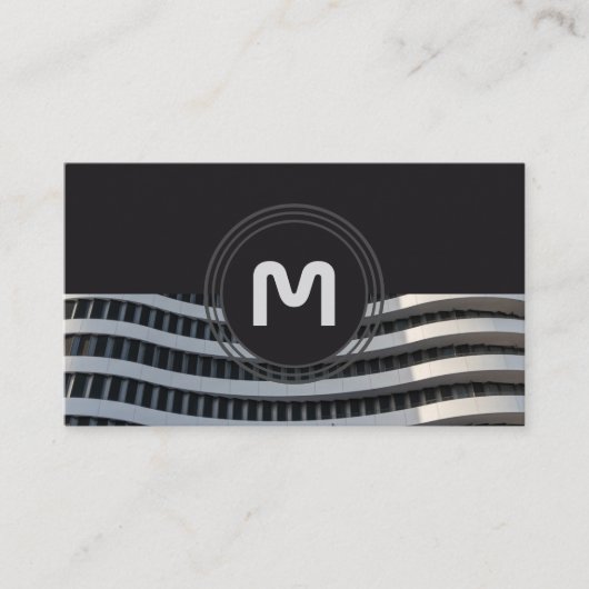 Elegant monogram organische architectuurgolven visitekaartje (Voorkant)
