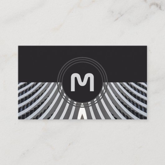 Elegant monogram organische architectuurgolven visitekaartje (Voorkant)