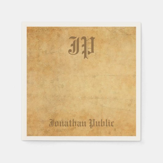 Elegant  monogram Oude look gekalligrafeerd Servet (Voorkant)