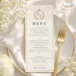 Elegant Monogram Ouderwets Geld Trouwdiner Menu